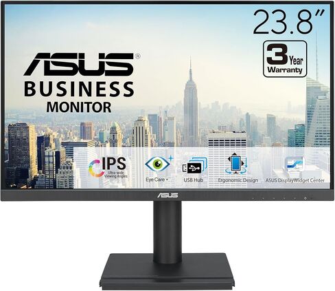 ASUS 24" 1080P Business Monitor (VA24DQFS) - IPS, Frameless, 100Hz, 1ms, Adaptive-Sync, HDMI, DisplayPort, VGA, for Working and Gaming, Ergonomic Design, Blue Light Filter, Flicker Free, 3 yr warranty in Saudi Arabia