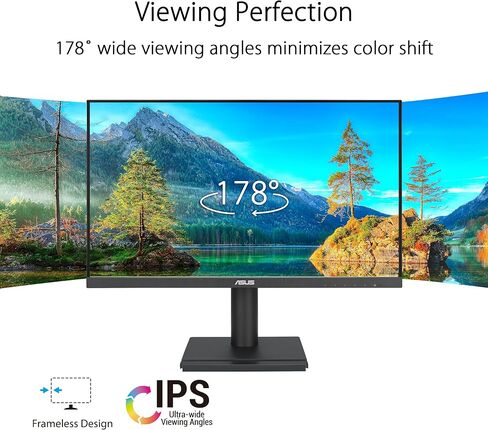 ASUS 24" 1080P Business Monitor (VA24DQFS) - IPS, Frameless, 100Hz, 1ms, Adaptive-Sync, HDMI, DisplayPort, VGA, for Working and Gaming, Ergonomic Design, Blue Light Filter, Flicker Free, 3 yr warranty in Saudi Arabia