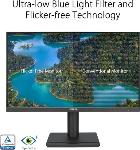 ASUS 24" 1080P Business Monitor (VA24DQFS) - IPS, Frameless, 100Hz, 1ms, Adaptive-Sync, HDMI, DisplayPort, VGA, for Working and Gaming, Ergonomic Design, Blue Light Filter, Flicker Free, 3 yr warranty in Saudi Arabia