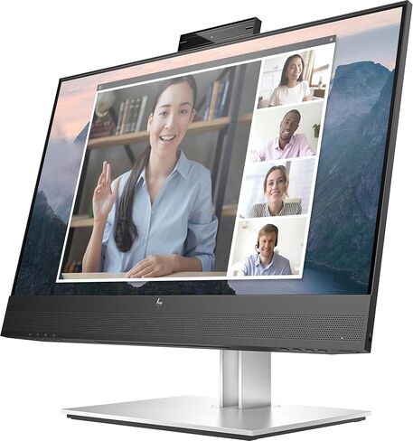 شاشة HP E24mv G4 23.8 بوصة عالية الدقة LCD 16:9 IPS، مضادة للانعكاس، 1920 × 1080، HDMI - VGA - DisplayPort، محور USB، كاميرا ويب، فيديو - صوت، أسود - فضي in Saudi Arabia