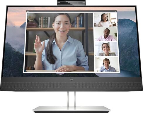 شاشة HP E24mv G4 23.8 بوصة عالية الدقة LCD 16:9 IPS، مضادة للانعكاس، 1920 × 1080، HDMI - VGA - DisplayPort، محور USB، كاميرا ويب، فيديو - صوت، أسود - فضي in Saudi Arabia