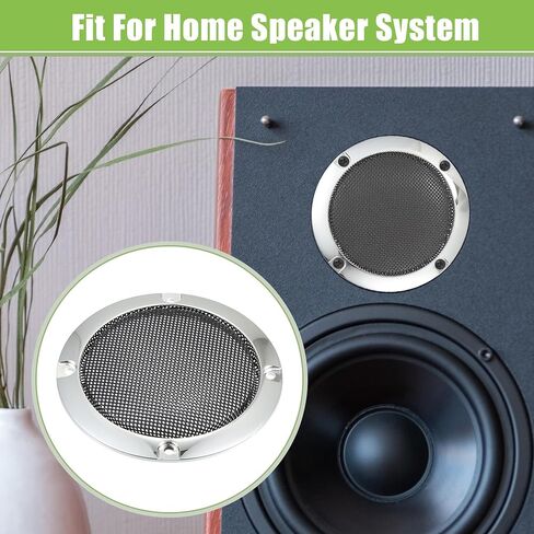 ACROPIX Universal 8 بوصة غطاء شبكة مكبر صوت للسيارة مقاس 8 بوصة، غطاء حماية لمكبر الصوت ومكبر الصوت مع براغي تثبيت بلون فضي حديدي - عبوة من 4 قطع in Saudi Arabia