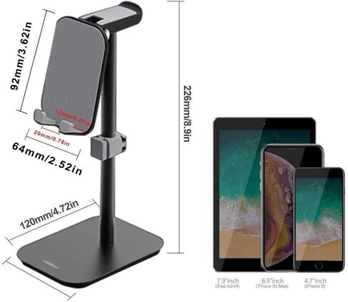 Headphone Stand Holder Earphone Stand, Aluminum Alloy Holder Compatible with Kindle, e Book Reader Within 11 inch, Desktop Headphone Holder Cradle Dock(Silver) in Saudi Arabia