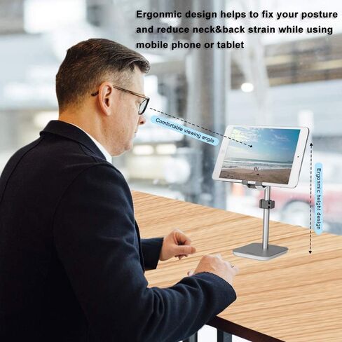 Headphone Stand Holder Earphone Stand, Aluminum Alloy Holder Compatible with Kindle, e Book Reader Within 11 inch, Desktop Headphone Holder Cradle Dock(Silver) in Saudi Arabia