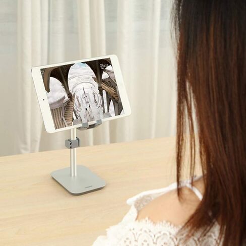 Headphone Stand Holder Earphone Stand, Aluminum Alloy Holder Compatible with Kindle, e Book Reader Within 11 inch, Desktop Headphone Holder Cradle Dock(Silver) in Saudi Arabia