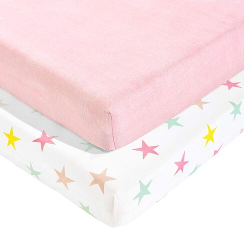 مجموعة ملاءات سرير أطفال جاهزة من Lush Decor Baby Unicorn Heart Rainbow Star من القطن العضوي، متعددة الألوان in Saudi Arabia