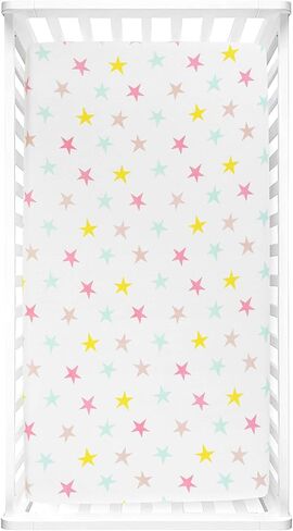 مجموعة ملاءات سرير أطفال جاهزة من Lush Decor Baby Unicorn Heart Rainbow Star من القطن العضوي، متعددة الألوان in Saudi Arabia