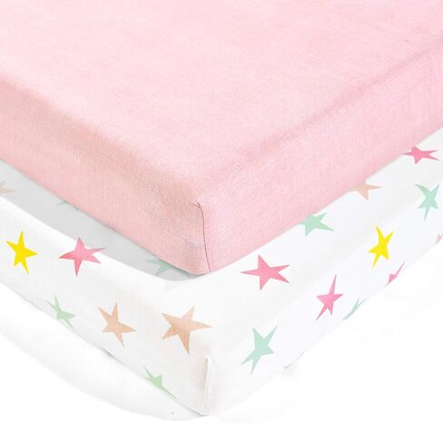 مجموعة ملاءات سرير أطفال جاهزة من Lush Decor Baby Unicorn Heart Rainbow Star من القطن العضوي، متعددة الألوان in Saudi Arabia