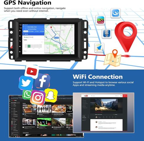 1G+32G Car Stereo Radio for Chevrolet Chevy Silverado Equinox Traverse Tahoe GMC Acadia Sierra Buick Enclave 7" Touch Screen Android 11 Radio with GPS Bluetooth FM RDS WiFi Mirror Link Backup Camera in Saudi Arabia