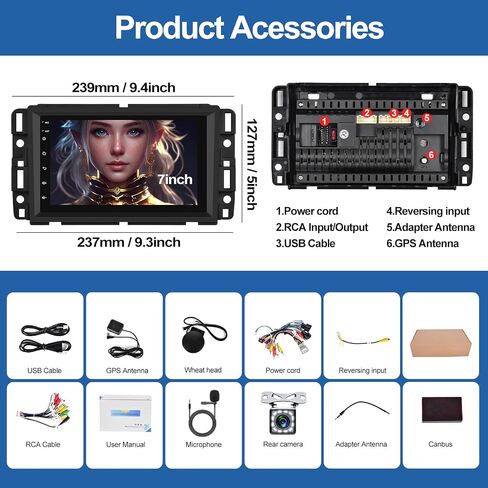 1G+32G Car Stereo Radio for Chevrolet Chevy Silverado Equinox Traverse Tahoe GMC Acadia Sierra Buick Enclave 7" Touch Screen Android 11 Radio with GPS Bluetooth FM RDS WiFi Mirror Link Backup Camera in Saudi Arabia