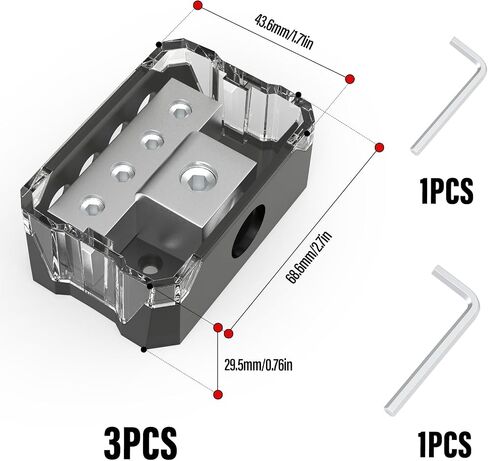 3Pcs 4 Way Power Distribution Block, 1 x 0/2/4 Gauge in 4 x 4/6/8 Gauge Out Power Distribution Block Car Audio for Audio Splitter in Saudi Arabia