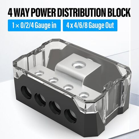 3Pcs 4 Way Power Distribution Block, 1 x 0/2/4 Gauge in 4 x 4/6/8 Gauge Out Power Distribution Block Car Audio for Audio Splitter in Saudi Arabia