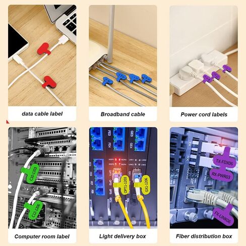 50 Pieces Cable Labels, Self-Adhesive Cable Identification Tags, Multi-Color Cord Labels Wire Labels, Write on Cord Labels for Cable Management and Identification in Saudi Arabia