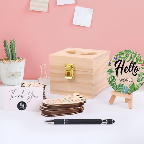 BKS 29Pcs Baby Cards for important moments in the shape of feet-Includes 1 Pcs Hello World Circular Newborn Sign with its pen and stand-Monthly Milestone wooden Baby Cards with assorted animals in Saudi Arabia