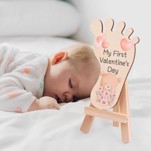 BKS 29Pcs Baby Cards for important moments in the shape of feet-Includes 1 Pcs Hello World Circular Newborn Sign with its pen and stand-Monthly Milestone wooden Baby Cards with assorted animals in Saudi Arabia