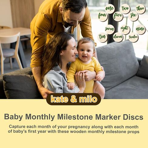 6Pack 3D Baby Months Signs Wooden Months Baby Milestone Double Sided Baby Monthly Milestone Cards 10cm Round Baby Milestone for New Parents Gift Set Newborn Infants 0-12 Months Growth Recording in Saudi Arabia