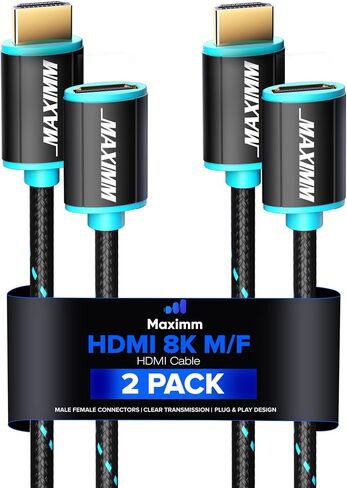 كابل تمديد HDMI ذكر إلى أنثى يدعم بروتوكول HDCP عالي السرعة لكابل HDMI، ARC، ثلاثي الأبعاد، دقة فيديو 1080p إلى 2160p، عرض النطاق الترددي يصل إلى 50 جيجابت في الثانية (0.6 قدم، عبوتان) in Saudi Arabia