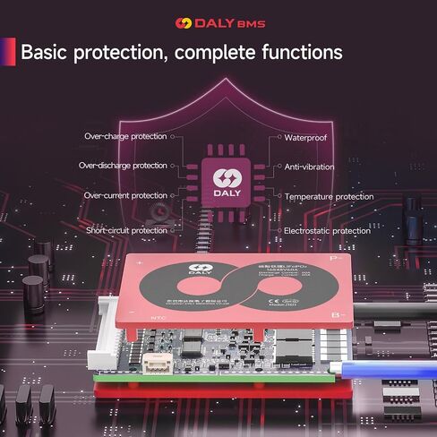 DALY 4S-16S BMS 15A to 200A Protection Board with Balance Wire and Temperature Sensor for Lithium Battery Pack（Li-ion 7S 24V,60A） in Saudi Arabia