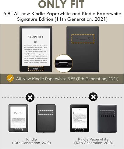 حافظة لجهاز Kindle Paperwhite الجديد مقاس 6.8 بوصات مع إصدار يحمل التوقيع (الجيل الحادي عشر، إصدار 2021) غطاء كتاب من جلد البولي يوريثان مع تنبيه/غفو تلقائي (أسود) in Kuwait