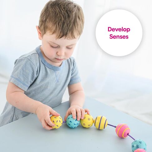 Edushape Flexi Baby Connects - Large Textured Solid Color Pop Beads for Toddlers 1-3, 2-4, 4-6 Years and Up – Snap Beads Connecting Toys for Baby Enhances Motor Skills, Tactile Senses for Kids in Saudi Arabia