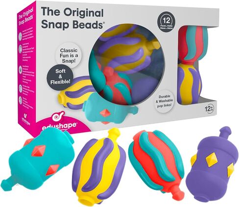 Edushape Flexi Baby Connects - Large Textured Solid Color Pop Beads for Toddlers 1-3, 2-4, 4-6 Years and Up – Snap Beads Connecting Toys for Baby Enhances Motor Skills, Tactile Senses for Kids in Saudi Arabia