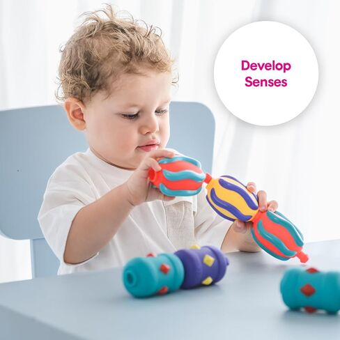 Edushape Flexi Baby Connects - Large Textured Solid Color Pop Beads for Toddlers 1-3, 2-4, 4-6 Years and Up – Snap Beads Connecting Toys for Baby Enhances Motor Skills, Tactile Senses for Kids in Saudi Arabia