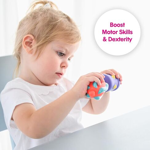 Edushape Flexi Baby Connects - Large Textured Solid Color Pop Beads for Toddlers 1-3, 2-4, 4-6 Years and Up – Snap Beads Connecting Toys for Baby Enhances Motor Skills, Tactile Senses for Kids in Saudi Arabia
