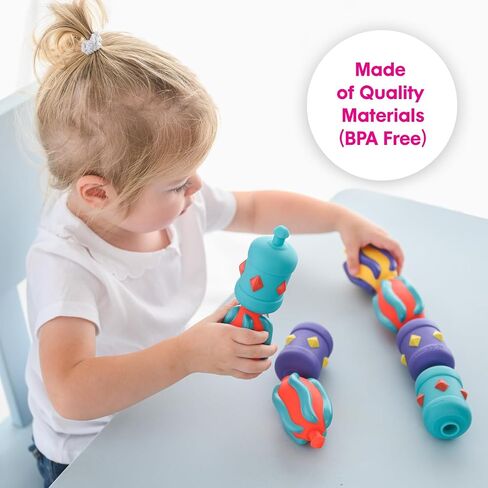 Edushape Flexi Baby Connects - Large Textured Solid Color Pop Beads for Toddlers 1-3, 2-4, 4-6 Years and Up – Snap Beads Connecting Toys for Baby Enhances Motor Skills, Tactile Senses for Kids in Saudi Arabia