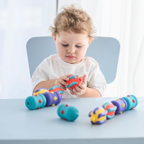 Edushape Flexi Baby Connects - Large Textured Solid Color Pop Beads for Toddlers 1-3, 2-4, 4-6 Years and Up – Snap Beads Connecting Toys for Baby Enhances Motor Skills, Tactile Senses for Kids in Saudi Arabia