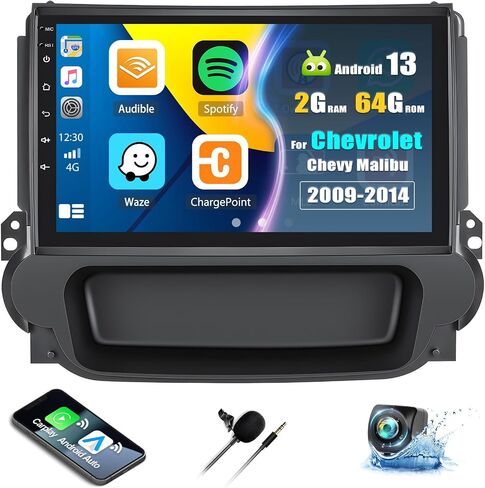 [2+64G]Android 13 Car Stereo for Chevrolet Chevy Malibu 2009-2014 with Wireless Carplay&Android Auto,9 Inch Touch Screen Car Radio with GPS WiFi Bluetooth FM/RDS Radio SWC Dual USB HiFi+Backup Camera in Saudi Arabia