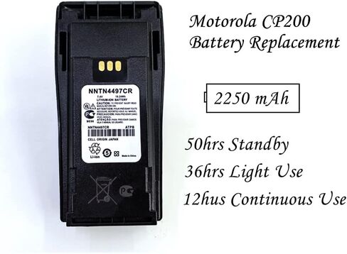 2 قطعة بطارية قابلة للاستبدال لموتورولا راديو CP040 CP150 CP200 CP200D CP200XLS EP450 DEP450 PR400 GP3188 GP3688 (NNTN4496 NNTN4497) in Kuwait