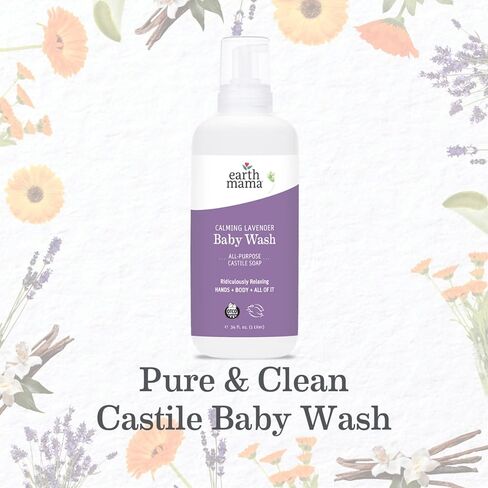 Earth Mama Calming Lavender Baby Wash Liquid Foaming Hand Soap Set, Organic All-Purpose Lavender Body Wash for Sensitive Skin, Castile Soap Coconut Oil, Calendula, & Aloe, 5.3Fl Oz & Liter Refill in Saudi Arabia