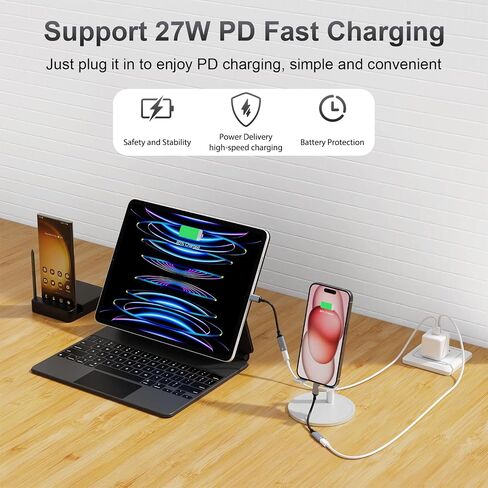 2 حزمة كابل محول Lightning إلى USB C، سلك شحن سريع 27 وات PD Lightning أنثى إلى نوع C ذكر محول كابل لهاتف iPhone 15/15 Pro/15 Pro Max/15 Plus/ipad/Samsung، Google Pixel، وليس صوت/OTG in Kuwait