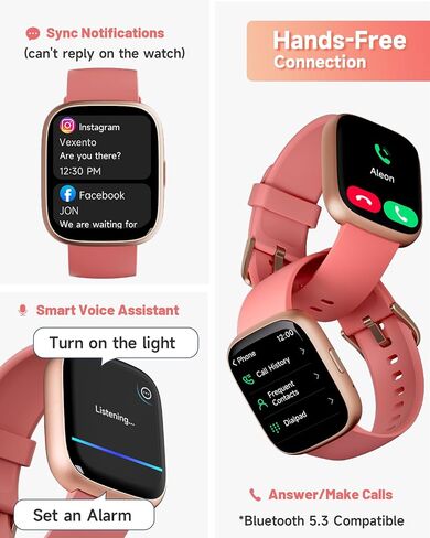 Smart Watch for Women, Alexa Built-in, Answer/Make Calls, 1.83" Fitness Tracker Watch with Heart Rate Monitor, Sleep Tracker, Pedometer, IP68 Waterproof, Smartwatch Compatible Android iOS in Saudi Arabia
