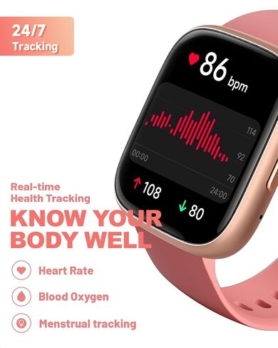 Smart Watch for Women, Alexa Built-in, Answer/Make Calls, 1.83" Fitness Tracker Watch with Heart Rate Monitor, Sleep Tracker, Pedometer, IP68 Waterproof, Smartwatch Compatible Android iOS in Saudi Arabia