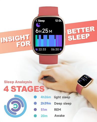 Smart Watch for Women, Alexa Built-in, Answer/Make Calls, 1.83" Fitness Tracker Watch with Heart Rate Monitor, Sleep Tracker, Pedometer, IP68 Waterproof, Smartwatch Compatible Android iOS in Saudi Arabia