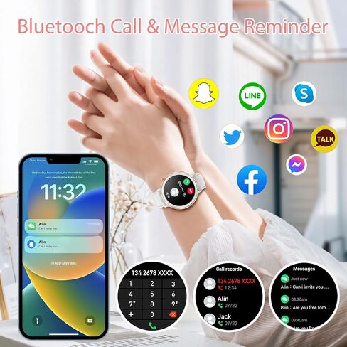 Smart Watches for Women Android iPhone Compatible Round Face2023 Small Phone Wrist Watch Fitness Tracker Waterproof for Ladies Men with Sleep Heart Rate Blood Pressure Oxygen Monitor in Saudi Arabia