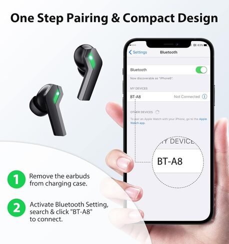 سماعات أذن لاسلكية بلوتوث 5.3 لهواتف سامسونج فولد 6 فليب 5 وآيفون 15 14 13 وخاصية إلغاء الضوضاء وصوت جهير وميكروفون داخل الأذن لجهاز iPad Galaxy S24 S23 FE S22 Ultra S21 Oneplus Open Pixel 8 7 in Kuwait