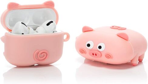 حافظة من السيليكون متوافقة مع Apple Airpods Pro & Pro 2، غطاء لطيف ومضحك [تصميم PAPA Animal Pet] (خنزير وردي) in Saudi Arabia