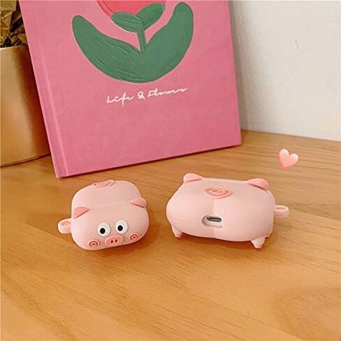 حافظة من السيليكون متوافقة مع Apple Airpods Pro & Pro 2، غطاء لطيف ومضحك [تصميم PAPA Animal Pet] (خنزير وردي) in Saudi Arabia