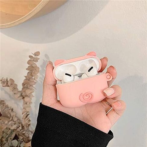 حافظة من السيليكون متوافقة مع Apple Airpods Pro & Pro 2، غطاء لطيف ومضحك [تصميم PAPA Animal Pet] (خنزير وردي) in Saudi Arabia