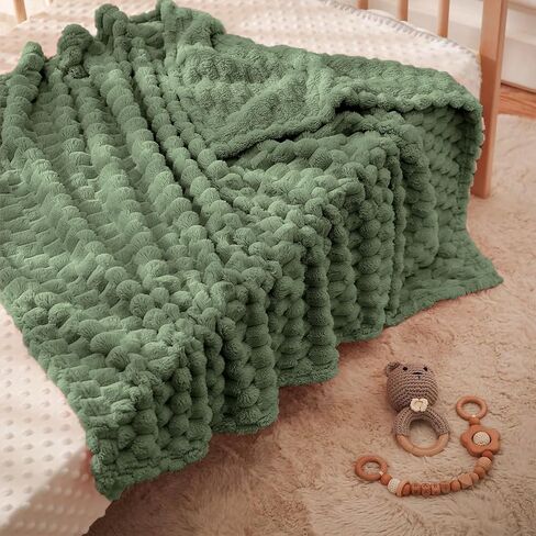 HOMRITAR Baby Blanket for Unisex 3D Jacquard Fluffy Fuzzy Toddler Blanket, Soft Warm Cozy Flannel Fleece Warm Blanket for Boys Girls Infant Nursery, Stroller (30 x 40 Inch, Khaki) in Saudi Arabia