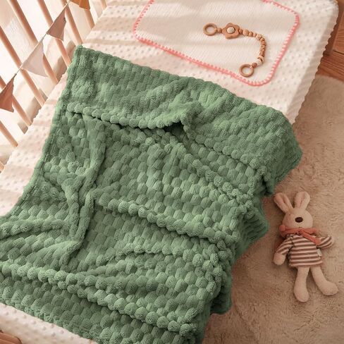 HOMRITAR Baby Blanket for Unisex 3D Jacquard Fluffy Fuzzy Toddler Blanket, Soft Warm Cozy Flannel Fleece Warm Blanket for Boys Girls Infant Nursery, Stroller (30 x 40 Inch, Khaki) in Saudi Arabia