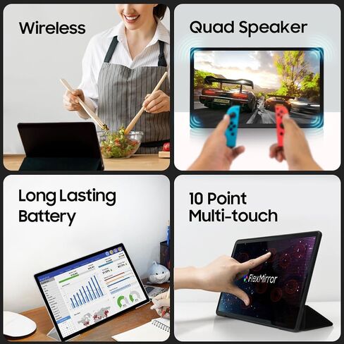شاشة OLED 13.3 بوصة 1080 بكسل لاسلكية محمولة FHD DCI-P3 100%، 0.2 مللي ثانية، 700000:1، شاشة تعمل باللمس، مكبرات صوت ستريو رباعية، USB من النوع C، شاشة خارجية لمفتاح الهاتف الذكي للكمبيوتر المحمول مع بطارية 7000 مللي أمبير في الساعة in Saudi Arabia