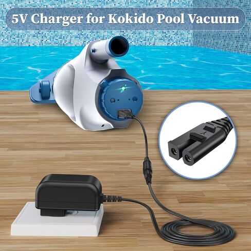 5V Charger for Kokido Xtrovac 110 100 200 Telsa 5 Rechargeable Handheld Pool Vacuum Power Cord for EV01 EV05 EV18 EV05CBX Pool Hot Tub Vacuum AC Adapter Power Supply in Saudi Arabia