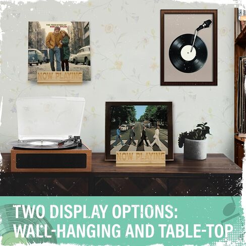 Now Playing Vinyl Record Stand Wall Mount w/Adhesive Hook & Stickers - Bamboo Tabletop Now Playing Record Stand - Holds up to 5 Records - Durable Now Playing Vinyl Record Wall Mount - Vinyl Wall Mount in Saudi Arabia