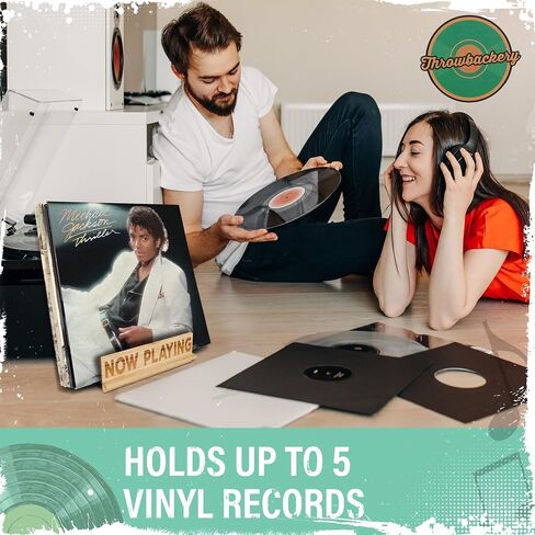 Now Playing Vinyl Record Stand Wall Mount w/Adhesive Hook & Stickers - Bamboo Tabletop Now Playing Record Stand - Holds up to 5 Records - Durable Now Playing Vinyl Record Wall Mount - Vinyl Wall Mount in Saudi Arabia