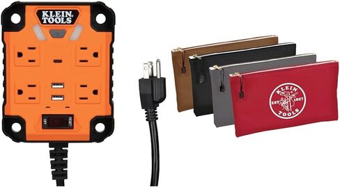 Klein Tools 29610 PowerHub, 6 Surge Protected Covered 15A Outlets, 5000 Lumen Work Light, 4 USB Ports, Built-in GFCI, Overcurrent Protection in Saudi Arabia