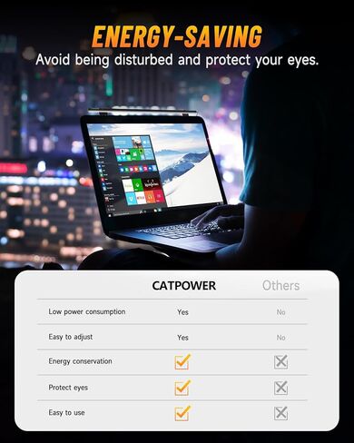 CATPOWER Mini Monitor Light Bar for Laptop, USB e-Reading LED Task Lamp, 5 Adjustable Color Temperature, Stepless Brightness Control, No Screen Glare, Space Saving, Eye Health Care in Saudi Arabia