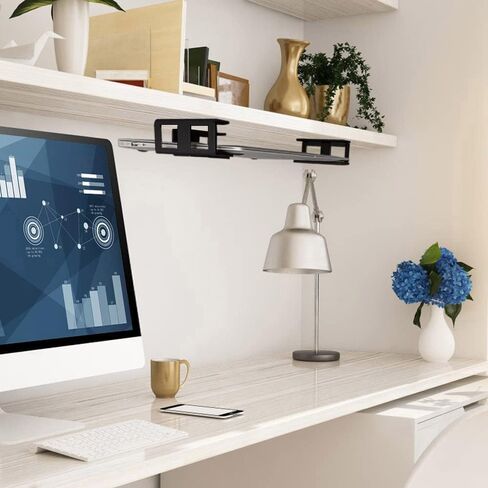 حامل كمبيوتر محمول تحت المكتب، حامل رف معدني أسفل المكتب لأجهزة الكمبيوتر المحمول، Mac Mini، MacBook، لوحة المفاتيح للأجهزة التي يقل سمكها عن 1.4 بوصة (أسود) in Kuwait